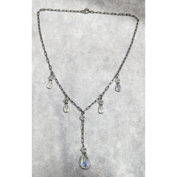 Aurora Borealis Crystal Teardrop Fantasy Necklace - Picture 5 of 5